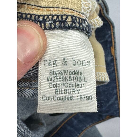 Rag & Bone Women's Metallic Ankle Straight Crop Blue Denim Jeans - 26 (27x27.5) - Picture 6 of 6